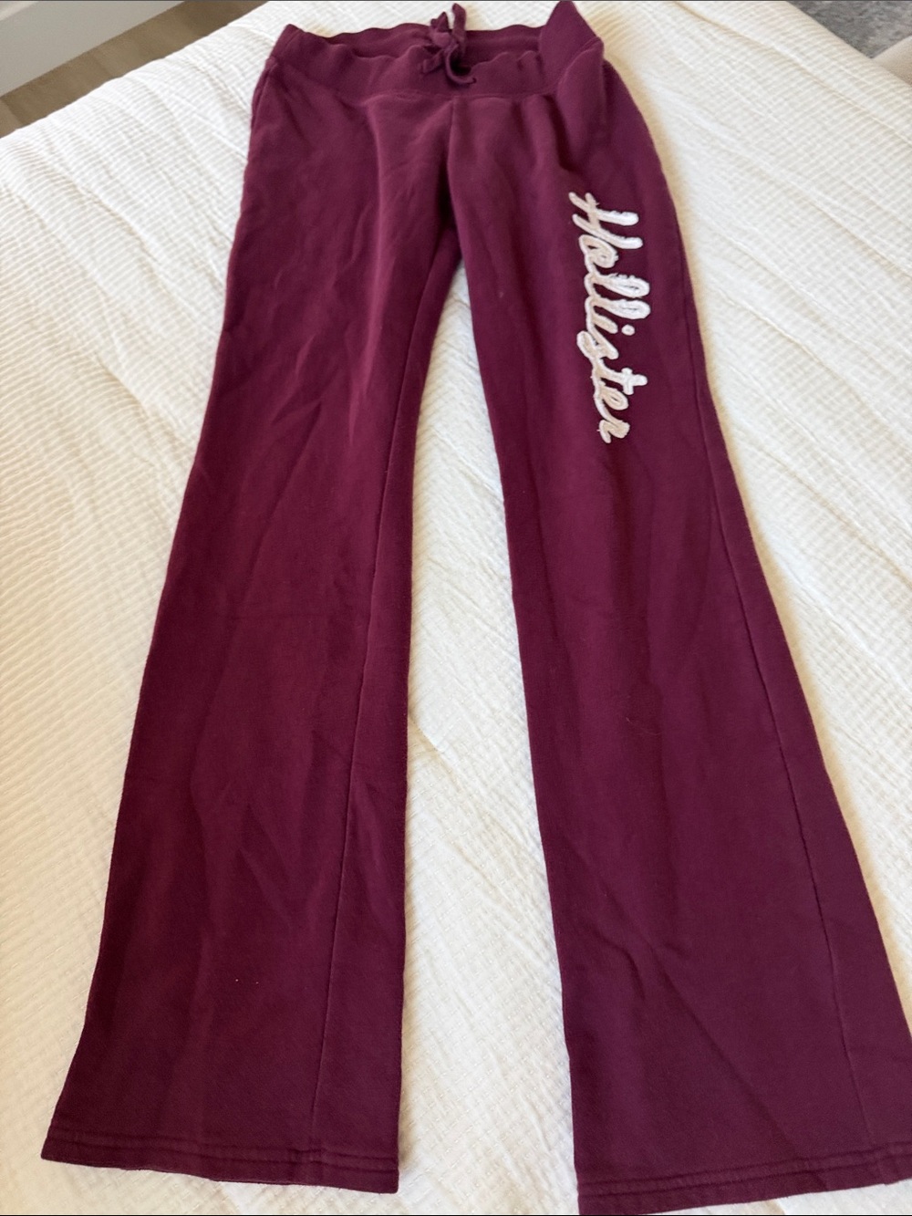 Hollister Maroon Track Pants with White Logo